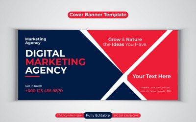 Banner de redes sociales de agencia de marketing digital nueva profesional para plantilla de diseño de portada de Facebook