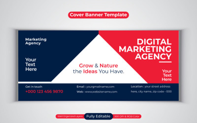 Profesionální nová digitální marketingová agentura Návrh šablony banneru pro sociální média pro Facebook Cover