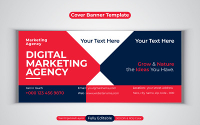 Profesionální nová digitální marketingová agentura pro sociální média design banneru pro Facebook Cover