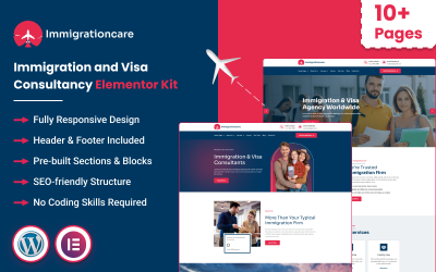 Immigrationcare - Kit modello Elementor Pro per consulenza su immigrazione e visti
