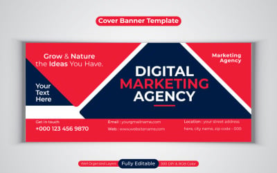 New Professional Digital Marketing Agency Business Banner For Facebook Cover Design Template