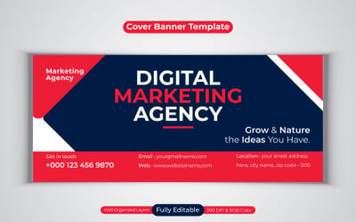 New Professional Digital Marketing Agency Business Banner For Facebook Cover Template