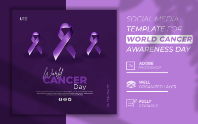 World Cancer Day Social Media Post 3D Template