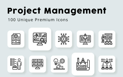 Iconos de contorno únicos de gestión de proyectos