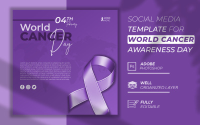 Journée mondiale contre le cancer 3d simple et élégante publication sur les réseaux sociaux