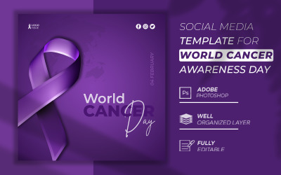 Креативний 3d-шаблон публікації в соціальних мережах до Всесвітнього дня боротьби з раком