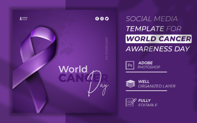 Modello di post sui social media 3d creativo per la Giornata mondiale del cancro