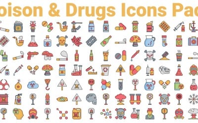 Набір значків для отрути та наркотиків | ШІ | EPS | SVG