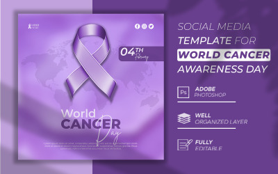 Publicación en redes sociales 3d creativa del Día Mundial contra el Cáncer