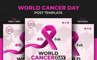Día mundial contra el cáncer creativo con diseño de publicaciones en redes sociales en 3D