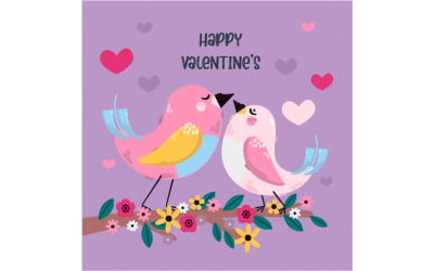 Hand gezeichnete Tierpaar-Illustration des glücklichen Valentinsgrußes