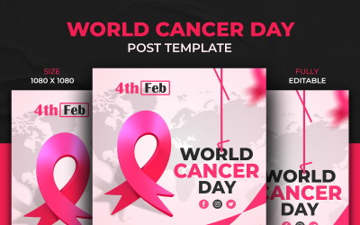 Modello di progettazione post sui social media per la Giornata mondiale contro il cancro