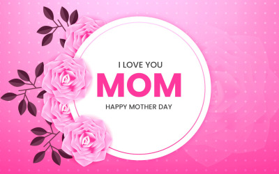 Mothers day  greeting card  design  pink background  with floral idea