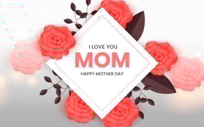 Mothers day greeting card design with flower and floral idea