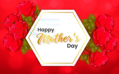 Mothers day greeting card design with red rose