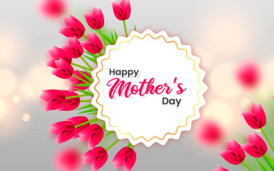 Mothers day greeting card design with tulip