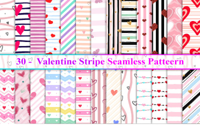 Valentine Stripe bezszwowy wzór, Walentynki bezszwowy wzór