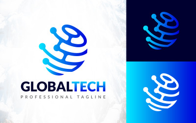 Création de logo de technologie mondiale numérique