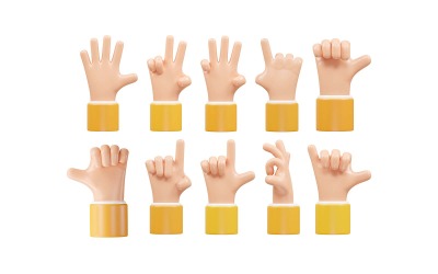 Handsymbol 3D-Rendering-Vektor-Illustration Transparentes Element