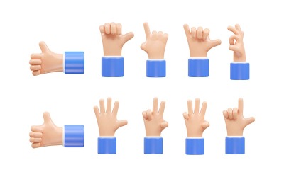 Handsymbol 3D-Rendering Vektorillustration Transparentes Elementdesign