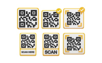 Icono de vector de código Qr Ilustración de representación 3D transparente