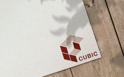 Modèle de conception de logo cubique