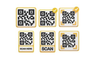 Qr 代码矢量图标 3D 渲染插图透明