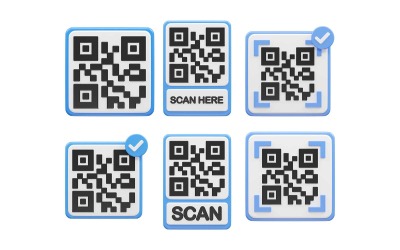 Qr kód vektorové ikony 3D vykreslování obrázku průhledný prvek