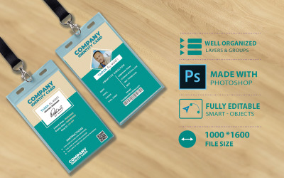 Vállalati személyazonosító kártya sablon design - kék
