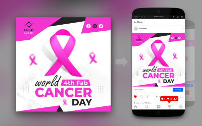 Dünya Kanser Günü 3D Pembe Sosyal Medya Post Tasarımı