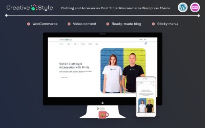 Estilo creativo - Tienda de impresión de ropa y accesorios Woocommerce Tema de Wordpress