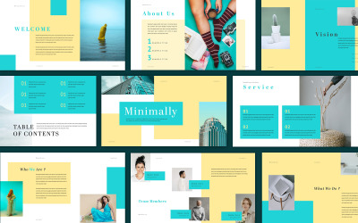 Modèle de présentation minimal en couleur bleu sarcelle et jaune