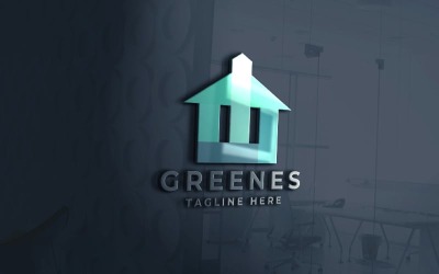 Zielony szablon logo nieruchomości Pro