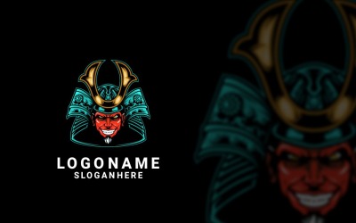 Conception de logo graphique samouraï diable
