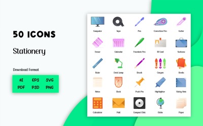 Icon Pack: 50 ikon papírnictví