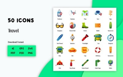Icon Pack: 50 Travel Icons