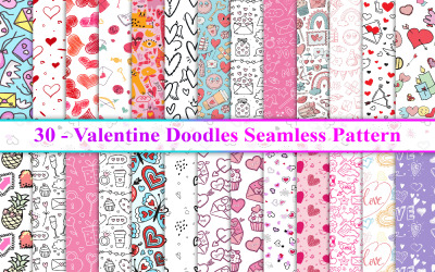 Valentijnsdag doodles naadloze patroon, Valentijnsdag naadloze patroon, doodles naadloze patroon