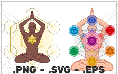 Vector Design Of Man Meditating With Metatron