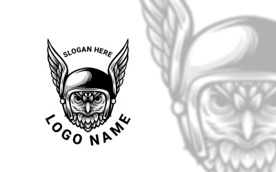 Diseño de logotipo gráfico monocromático Owl Rider