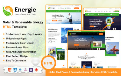 Energie – Napenergia és megújuló energia HTML-sablon