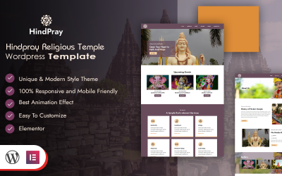 HindPray - Релігійний храм Шаблон Wordpress