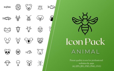 Ikonpaket: 100 djurpaket - ikoner