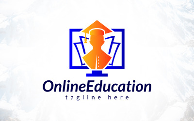 Progettazione del logo per l&amp;#39;istruzione di laurea e apprendimento digitale