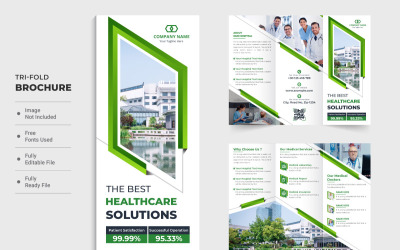 Trefaldig broschyr för sjukhusfrämjande