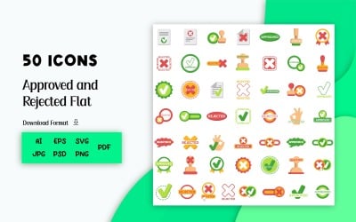 Approved and Rejected Flat 50 Icons