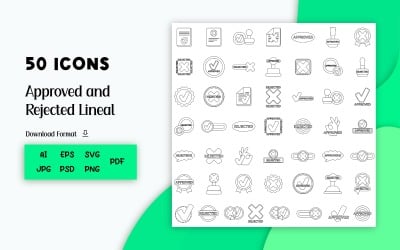 Approved and Rejected Lineal 50 Icons