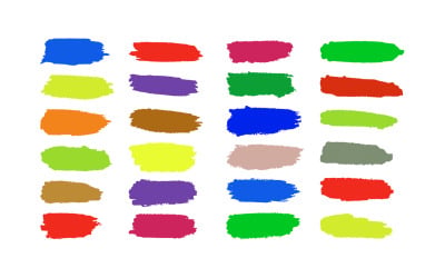 Colorful handmade watercolor brush stroke set