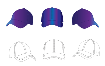 Fialový klobouk (čepice) - maketa šablony vektoru