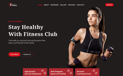 Fitness Club – šablona vstupní stránky