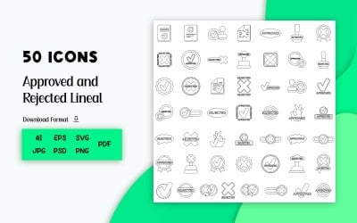 Iconos lineales 50 aprobados y rechazados